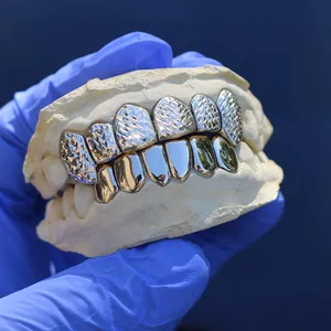 2023 Mode Permanente Grillz Hiphop Tanden Bedekken Moissanite Ijskoude Tand Sterling Zilveren Tanden Zilver Goud Punk Grillz