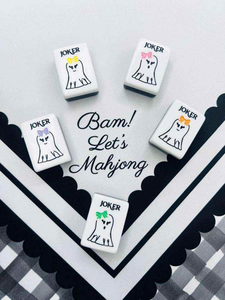 Juego de Mahjong Moderno de Lujo <span class=keywords><strong>en</strong></span> Dos Tonos Blanco y Negro para Halloween, Diseño Floral de Lápida con Fantasmas, Fichas Lisas y Pulimentadas, Portátil para Fiestas - Product Image 1
