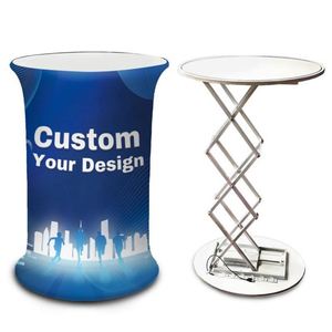 Counter <b>Table</b> Tension Fabric Curved Oval Trade Show Elevating Convenient Front Desk - Product Image 1