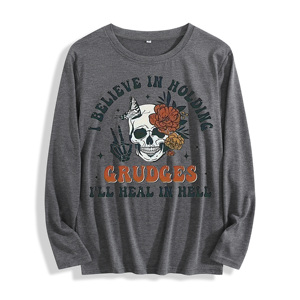 เสื้อยืดแขนยาวมีหลายสีผ้านุ่ม "ฉันเชื่อในการถือลายกะโหลกกราฟิก" - Product Image 2