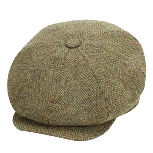 High Quality Herringbone Newsboy Caps Baker Boy Cabbie Ivy Hats New Design Octagon Hat