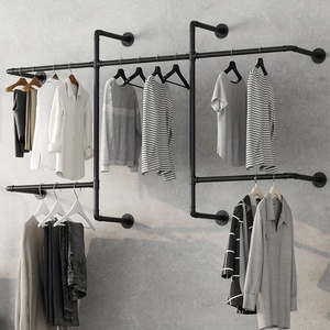 <span class=keywords><strong>Perchero</strong></span> <span class=keywords><strong>Industrial</strong></span> Resistente con 5 Barras para Colgar, <span class=keywords><strong>Perchero</strong></span> Metálico de Pared para Almacenamiento en Armarios, Tiendas de Ropa y Hogar, Modelo Y-06 - Product Image 1