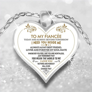 Chaud nouveau cadeau de fiançailles à la mode fiancée coeur collier lien chaîne papa maman fille fils alliage pendentif bijoux pour les spéciaux - Product Image 4