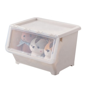 Plastic toy storage box transparent front opening clamshell storage box snacks clothing kids toy storage box
