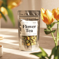 Sachets de thé 100% naturels en gros de fleurs de calendula de qualité supérieure, sachets de thé parfumés en papier kraft en forme de pochette verticale, sachets de thé aux fleurs de camélia