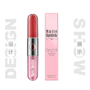 Gloss à lèvres double extrémité 55 ml, rouge à lèvres liquide nacré mat 2 en 1 pour maquillage féminin - Product Image 4
