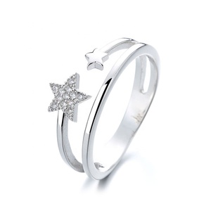 Yaeno Sterling Silver 925 Star Wish Rings Bague de doigt de style simple pour femme - Product Image 1