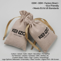Pochette en suède écologique personnalisée avec logo OEM, sac à bijoux en velours doux, fermeture à cordon, impression sérigraphique pour flacon de parfum
