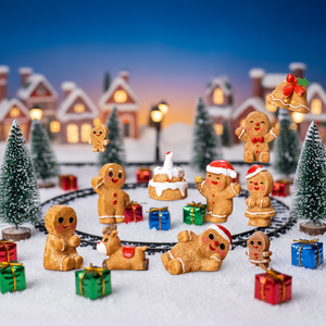 Miniature DIY en résine de bonhomme en pain d'épices, ornements de <span class=keywords><strong>jardin</strong></span> animaux, porte-clés, décoration féerique de Noël, boîte surprise, Thanksgiving - Product Image 4