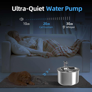 Round Stainless Steel Pet <b>Water</b> Fountain 2.0L <b>Automatic</b> Cat <b>Dispenser</b> With Faucet Design 20dB Ultra Silent Pump - Product Image 5