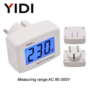 Voltímetro Digital DM55-1 com Display Plug <span class=keywords><strong>Socket</strong></span> Elétrico Potência AC 80-300V US EU Medidor de Voltagem LCD Retroiluminado - Product Image 2