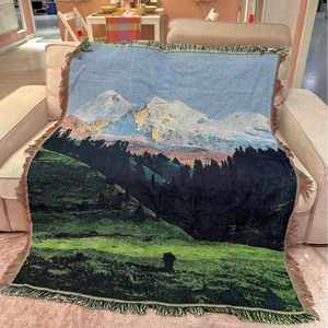 Korean Style Instagram Aesthetic Oil Painting Style Art Wall Hanging Sofa Blanket <b>Knitted</b> <b>Throw</b> Rug Decorative Blanket - Product Image 5