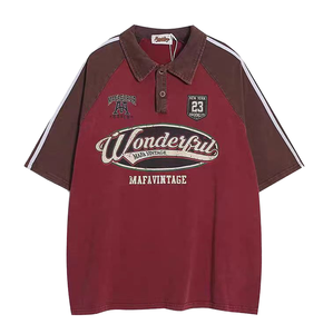 T-shirt vintage à manches courtes pour homme, en tricot solide à séchage rapide, personnalisable, avec col, vêtements de travail, chemise publicitaire, impression de logo, respirant - Product Image 1