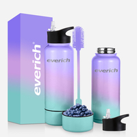 Everich – bouteille d'eau à Double paroi en acier inoxydable 304, isolée sous vide, à large ouverture, avec compartiment de rangement, offre spéciale