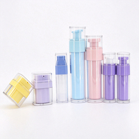 Vente en gros de flacons pompe sans air de 100 ml (3,38 oz), flacons ronds réutilisables vides pour lotion, flacons seringues pour emballages de soins de la peau