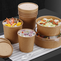 Bol d'emballage En Papier rond marron, 1 pièce, 12Oz, ODM/OEM, pour salade soluble, Kraft rapide