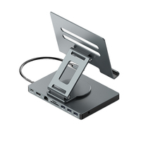 Hubs USB Multifuncionales 10 en 1 de Aleación de Aluminio con Soporte para Tablet PC/Laptop, Base de Enfriamiento Plegable Tipo C para Escritorio