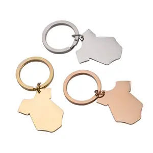 Porte-clés pendentif en acier inoxydable gravé sur mesure poli miroir pour cadeau promotionnel