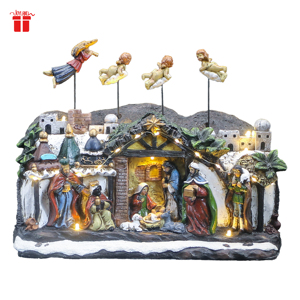 Chất Lượng Cao <span class=keywords><strong>LED</strong></span> Ánh Sáng Nhựa Chúa Giáng Sinh Bộ Tôn Giáo Giáng Sinh Bức Tượng Điêu Khắc Bức Tượng Anime Nghệ Thuật Theo Chủ Đề Gỗ Mô Hình Thủ Công Mỹ Nghệ - Product Image 1