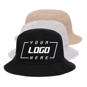 Promotional Advertising Outdoor Fisherman fishing hiking safari cotton nylon bucket hats embroidery custom logo bucket hats
