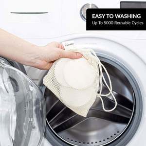 Tampons cosmétiques réutilisables en bambou doux au toucher - 3,5 pouces - Rondelles démaquillantes en tissu lavables - Tampons de nettoyage et d'exfoliation du visage* - Product Image 4