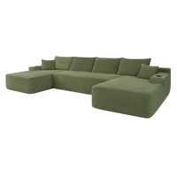 Canapé modulable carré de 126 pouces, revêtement en tissu, pieds en bois, canapé-lit inclinable, poches latérales, porte-gobelets, éponge capitonnée