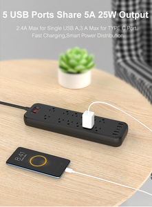 Ổ Cắm Điện Thông Minh Đa Phích Cắm Gắn Tường, Thiết Bị Chống Sét, Dây Nối Dài USB, Ổ Cắm 4 AC Cho Đầu Giường Tại Nhà - Product Image 5