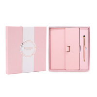 Carnet personnalisé en cuir PU filles journal mignon rose bleu A5 Journal 2025 Agenda quotidien rechargeable carnet de notes Gife ensemble avec stylo