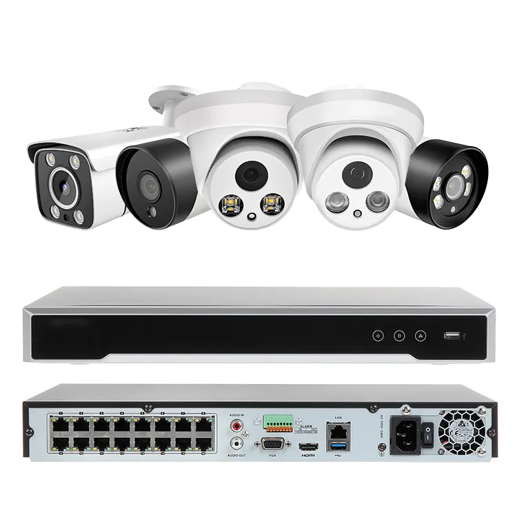 Uyumlu hikvision gece görüş tam renkli 8ch 16 kanal 32ch Poe Nvr kitleri 5 mp 8 mp 4K güvenlik IP kamera gözetleme sistemi