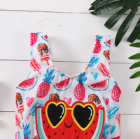 Maillot de bain une pièce imprimé pastèque sans manches pour filles et enfants – Nouvelle collection tendance
