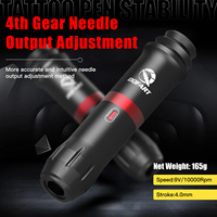 Machine à tatouer et stylo à tatouer compatibles avec les aiguilles tout-en-un ; Stylo à tatouer Rocket V6 en noir et rouge, idéal pour les débutants
