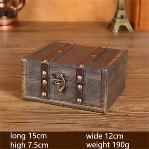 Vintage <strong>Wooden</strong> Box WBH49-WBH51 Jewelry Storage Box <strong>Antique</strong> Decor Pirate Treasure Chest for Film Shooting Decoration - Product Image 3