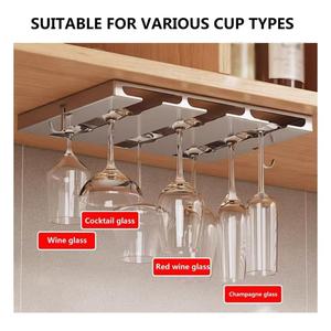 Portabicchieri in Metallo, Supporto Autoadesivo a 2/3 Livelli con Ganci, Adatto per Cucina, Bar e Ristorante - Product Image 4