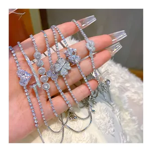 Набор серебряных украшений для браслета, ожерелья и сережек, 925
