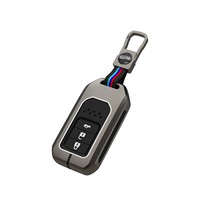 Porte-clés de voiture en alliage de Zinc à couverture complète porte-clés en métal en Silicone intelligent pour Honda Civic Accord CR-V Lingpai XR-V Vezel Breeze