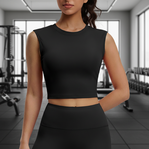 เสื้อครอปโยคะแบบไม่มีแขน ดีไซน์สวยเก๋ โชว์หลัง ทรงคอกลม เนื้อผ้าระบายอากาศได้ดีและยืดหยุ่นสูง - Product Image 3