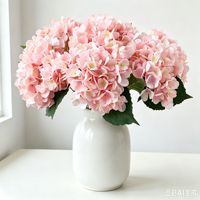 Buket Bunga Sutra Hydrangea Dua Daun Gaya Eropa Dekorasi Pernikahan Mewah Seperti Asli