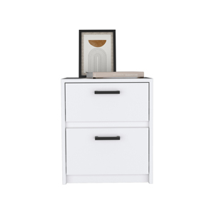 Comodino 18 H con 2 cassetti, maniglie in metallo, mobile contenitore bianco per camera da letto - Product Image 5