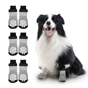 Grandes chaussettes rayées pour chiens et chats Style sportif mignon Motif animal Chaud Respirant Coton Imperméable <span class=keywords><strong>Sangle</strong></span> antidérapante Nouveau - Product Image 2