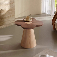 Table d'angle d'appoint en bois massif de Style milieu de siècle Style Wabi-Sabi ovale empilé bois naturel pour la maison salon décor Art