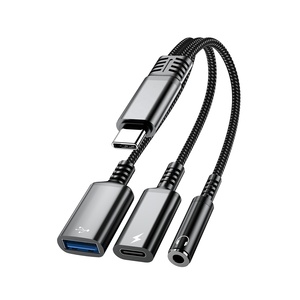 60W USB C Để USB C Nhanh Chóng Sạc <span class=keywords><strong>Dongle</strong></span> 3 Trong 1 Loại C Để USB 3.5Mm Âm Thanh Jack Adapter Đối Với iPhone 16 15 Samsung Galaxy S24 S23 - Product Image 1
