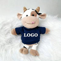 Jouets Songshan : Peluches animales personnalisées de haute qualité avec logo, poupées en tissu imprimées sur t-shirt en polyester, jouets en peluche doux en forme de vache, cadeaux OEM