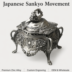 <span class=keywords><strong>Caja</strong></span> de Música de Aleación de Zinc <span class=keywords><strong>con</strong></span> Movimiento Sankyo, Tapa <span class=keywords><strong>con</strong></span> Borlas y Cojín, Interior de Terciopelo Grabado, Personalizada OEM, Venta al por Mayor - Product Image 1