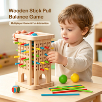 Torre de Palitos de Madera Montessori, Juego de Bolas que Caen, Diseño Desmontable, Juguete Educativo de Lógica para Niños