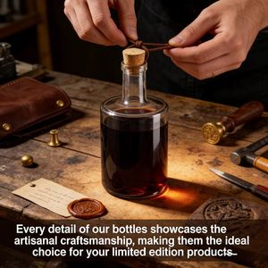 Botellas de Vino de Vidrio Transparente Negro Personalizadas con Tapón de Corcho y Serigrafía para Vodka, <span class=keywords><strong>Whisky</strong></span>, Ron, Tequila y Brandy - Product Image 3