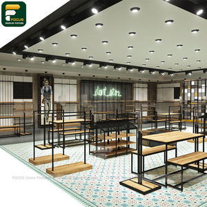 Étagère murale de présentation de vêtements pour magasin de mode sur mesure, comptoir de caisse, miroir de boutique - Product Image 1