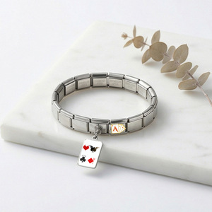 Pulsera de Acero Inoxidable con Dijes de la <span class=keywords><strong>Serie</strong></span> de Cartas de Póker Italiana, Joyería de Moda, Regalos para <span class=keywords><strong>Amigos</strong></span>, Venta al por Mayor - Product Image 4
