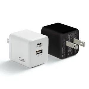 Factory Dropshipping products 2022 5V 2.4A 20V 45W PD Fast Chargers Adapters Gan technology TYPE C Travel Wall charger