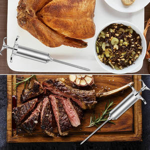 طقم حقنة بحقن ماء مالح احترافية من الفولاذ المقاوم للصدأ مع فرش وإبر للحوم والدواجن وشواء اللحم وشواء الشواء - Product Image 6