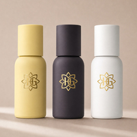 Flacon de parfum vide de 15 ml en verre rond court, avec bouchon noir, personnalisable, vente en gros, logo OEM disponible